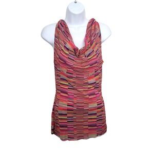 Y2K Sweet Pea Stacy Frati Sleeveless Top Womens Medium Geometric Bright Blouse M